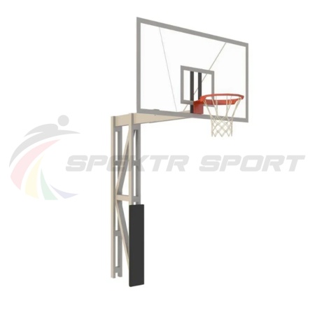 Купить Стойка баскетбольная уличная с защитой, щитом из оргстекла, аморт. кольцом и сеткой, вынос 225 см в Чкаловске 